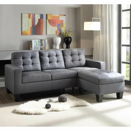 Homeroots 32 x 81 x 35 in. Gray Linen Upholstery Sectional Sofa 347262